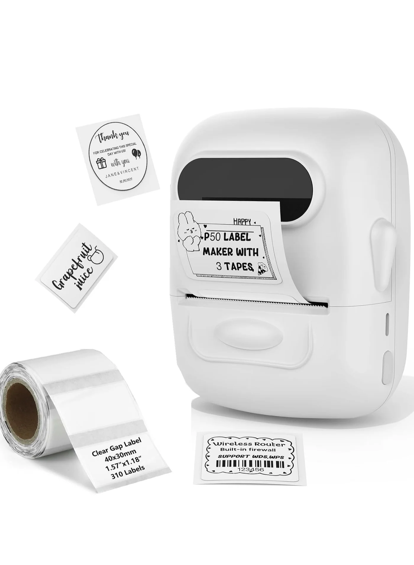 Marklife Portable Thermal Label Maker Machine Bluetooth Wireless Barcode Printer for Home and Small Business (White, 5 cm) begs6