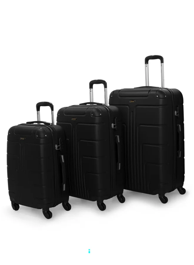 SENATOR Hard Case Travel Luggage Set (3-Piece, Lightweight ABS, 4 Spinner Wheels, Black) ziykn