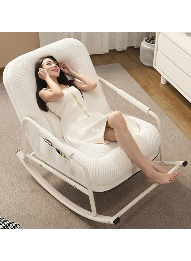 Organized Home Leisure Rocking Chair Adjustable Backrest Single Sofa with Storage Pocket (Grey, 95cm x 60cm x 85cm) cqdl5