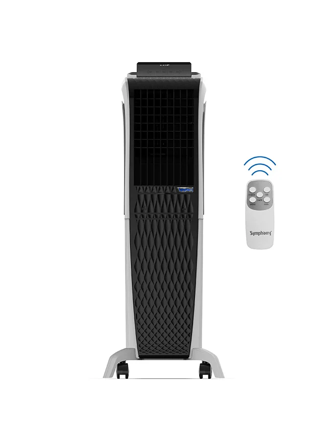 Symphony Portable Tower Air Cooler with 3-Side Honeycomb Pads and Touchscreen Control (Black, 40 L) 0v2z4