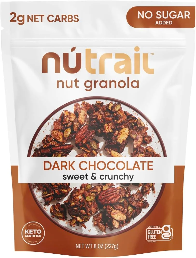 NuTrail Nut Granola Cereal with Dark Chocolate (Low Carb, Keto Friendly, 227g) wzzoa