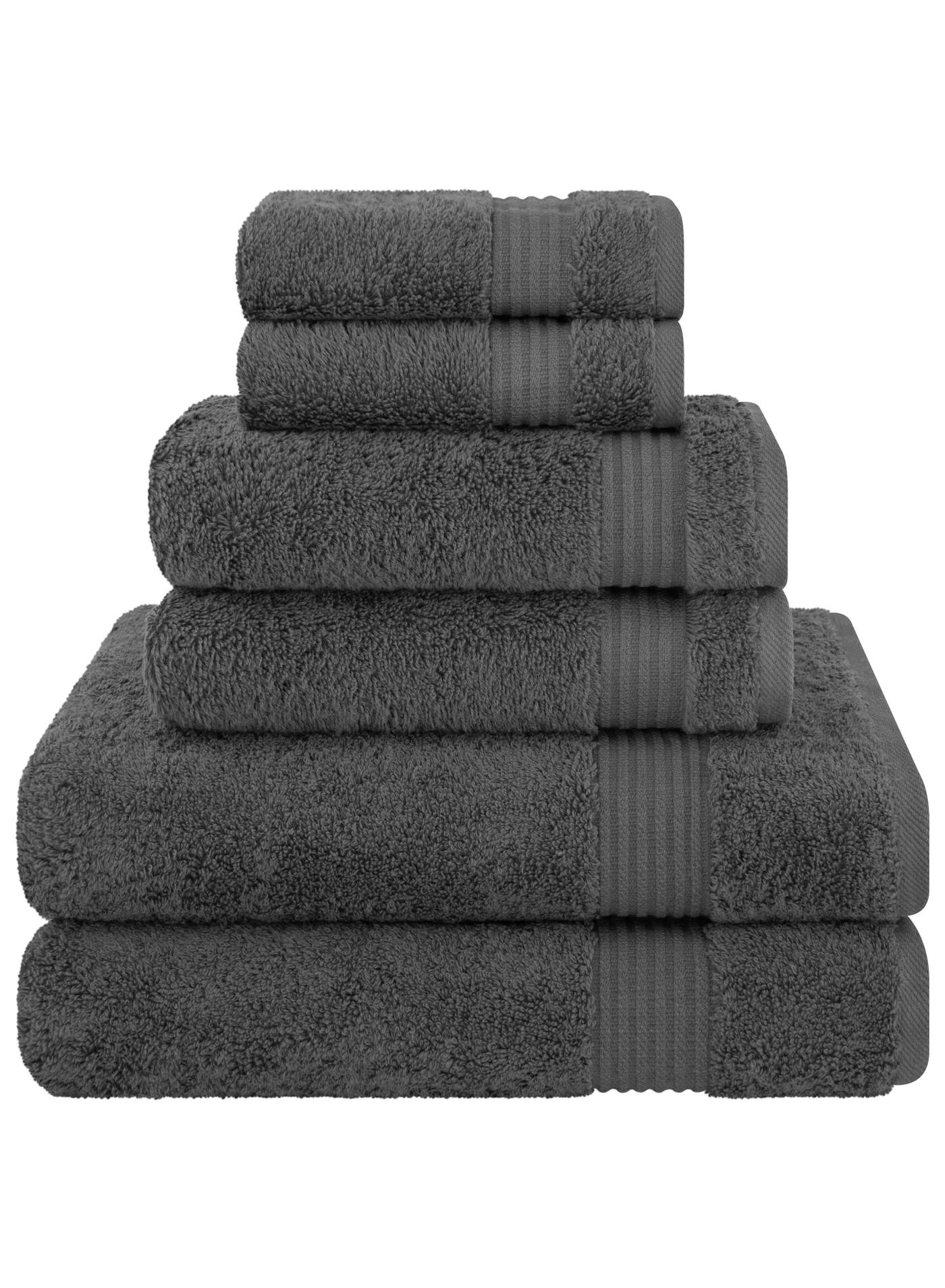 Safi Plus Luxury Hotel Quality Bath Towel Set 500 GSM Combed Cotton (Dark Grey, 6 Piece Set) vbvrz