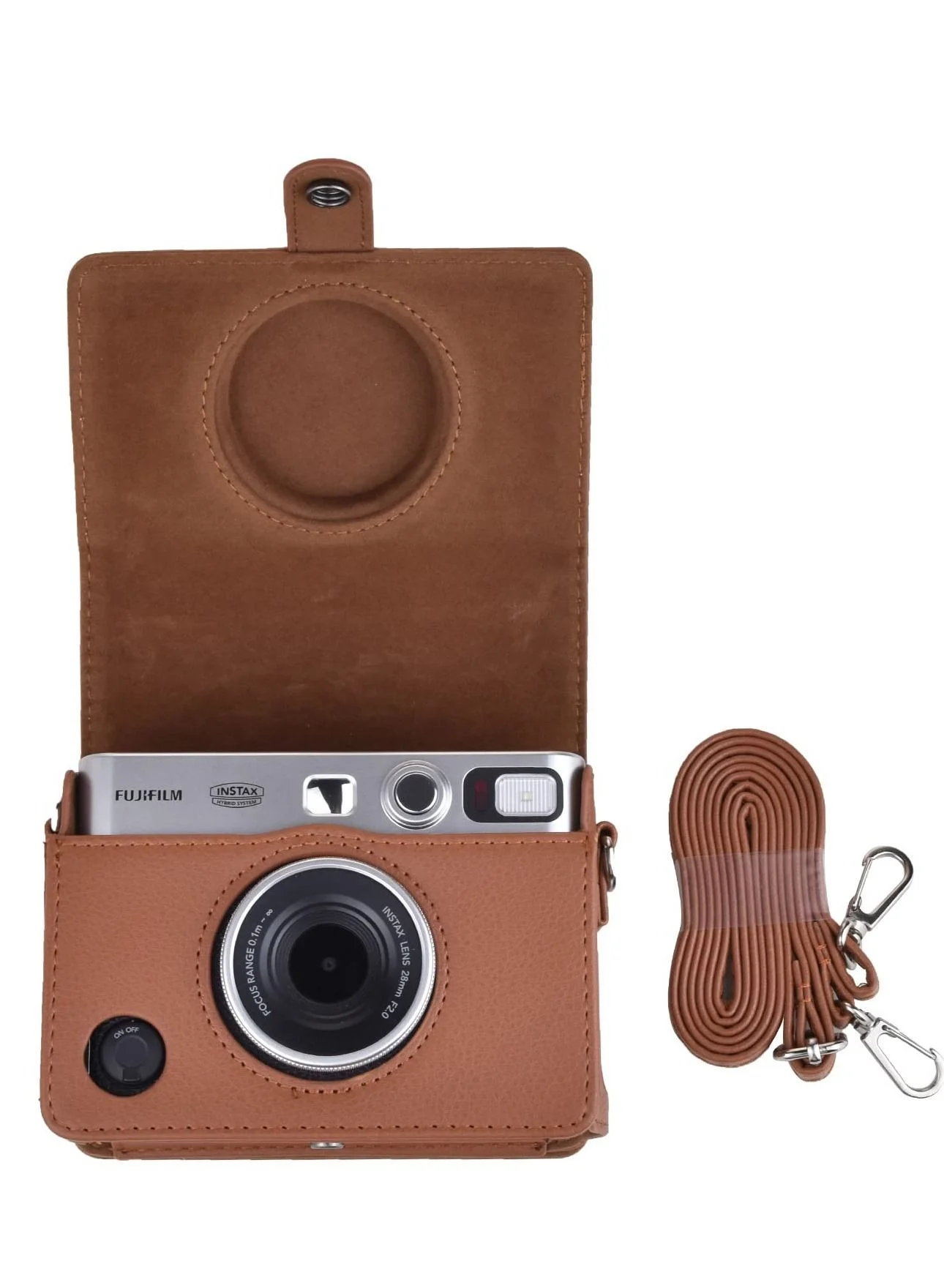 Bluejw Protective Camera Case for Instant Film Camera Premium Lychee Texture Leather with Adjustable Shoulder Strap (Brown, Horizontal) k4c3i
