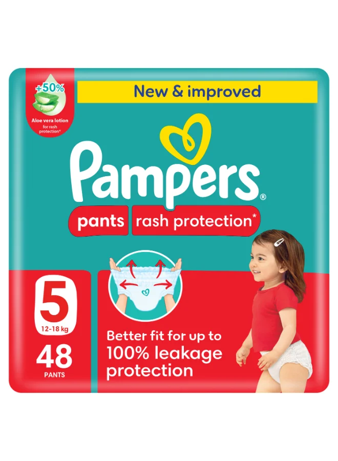 Premium Aloe Vera Pants Diapers for Toddlers (Size 5, 48 Count) 8o9m8