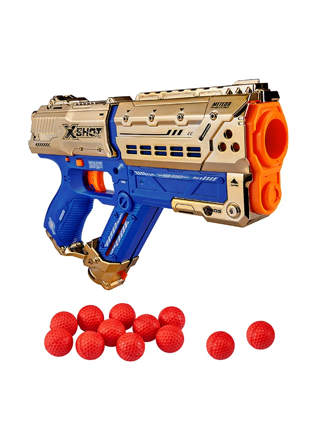 Premium Foam Dart Blaster Toy with 12 Round Ball Darts (Golden Meteor Edition, 12-Piece Set) v7nha
