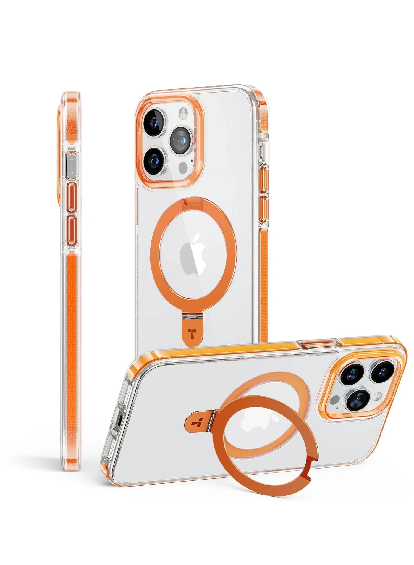 Premium Magnetic Protective Case with Built-in Kickstand for Smartphone (Clear, 15 Pro) rd470