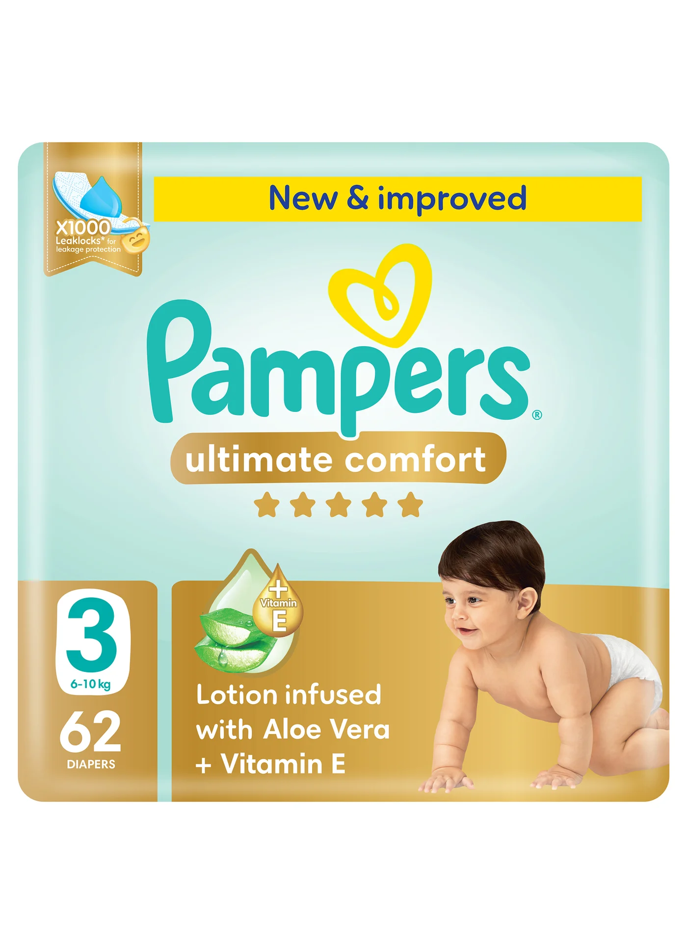 Premium Taped Diapers for Infants (Size 3, 6-10 kg, 62 Pieces) 8emrv