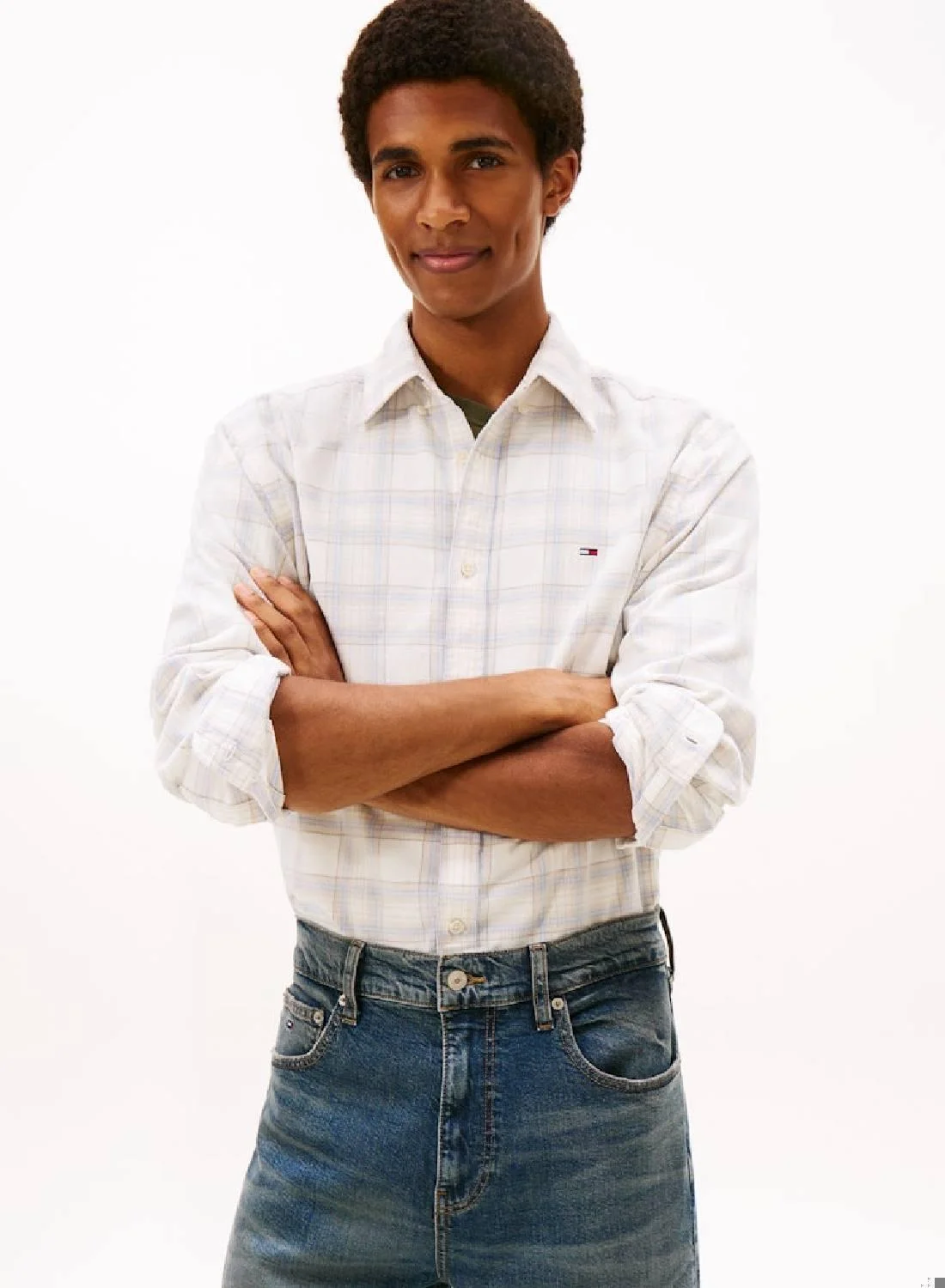 Tommy Jeans Regular Fit Prince Of Wales Check Corduroy Shirt (Premium Cotton, Men's) 8gqm6