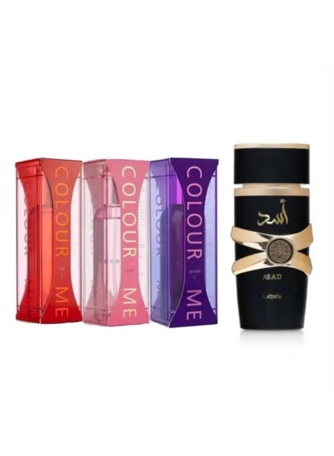 Colour Me Fragrance Collection Set (4-Piece Perfume Combo) Premium Long-Lasting Scent Assortment for Men and Women (400 mL) ecg46