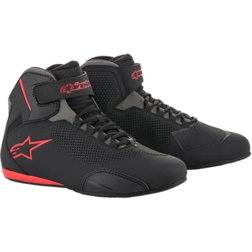 Premium Vented Motorcycle Riding Shoes Lightweight Breathable Protective Gear (Black/Gray/Red, Size 7) q9m51