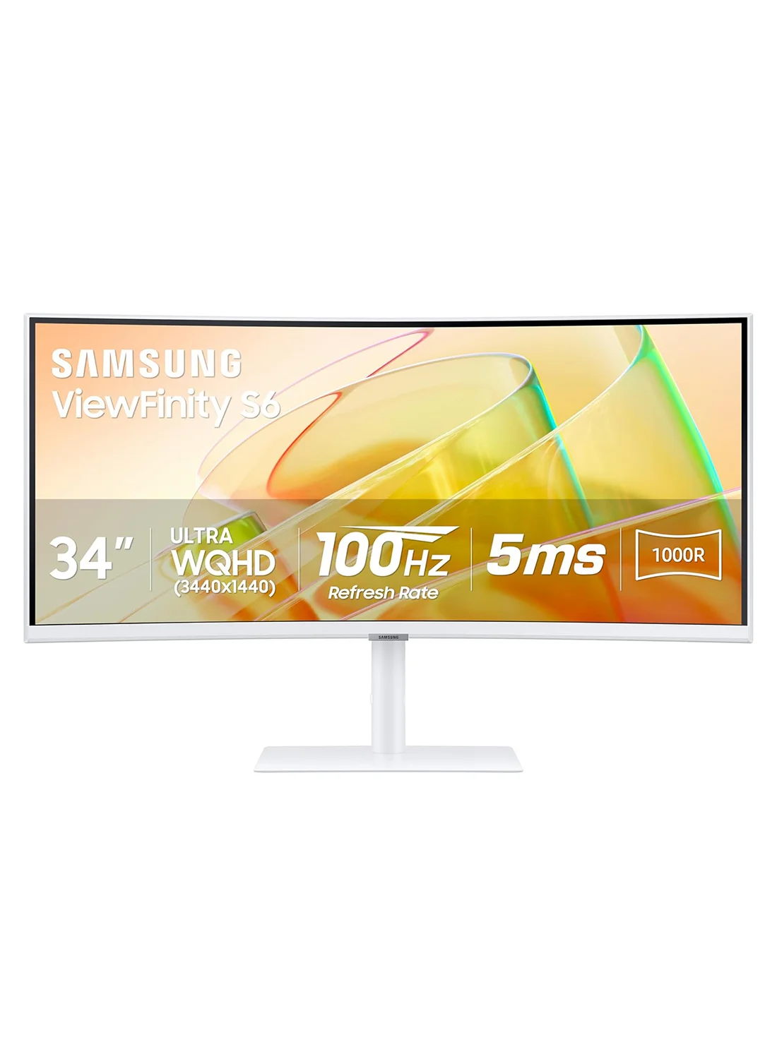 Ultra-HD 34-inch Curved UWQHD Monitor, 100Hz Refresh Rate, 1000R Curvature, Built-in Speaker, KVM Switch, Premium Desktop Display (White) 5q13o
