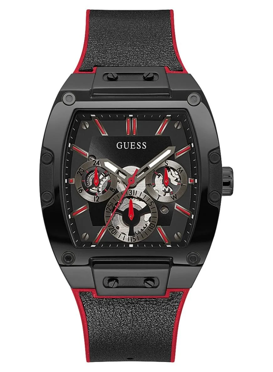 Premium Analog Quartz Wristwatch with Genuine Leather Strap and Two-Tone Case (Black, Adult) 1ljur