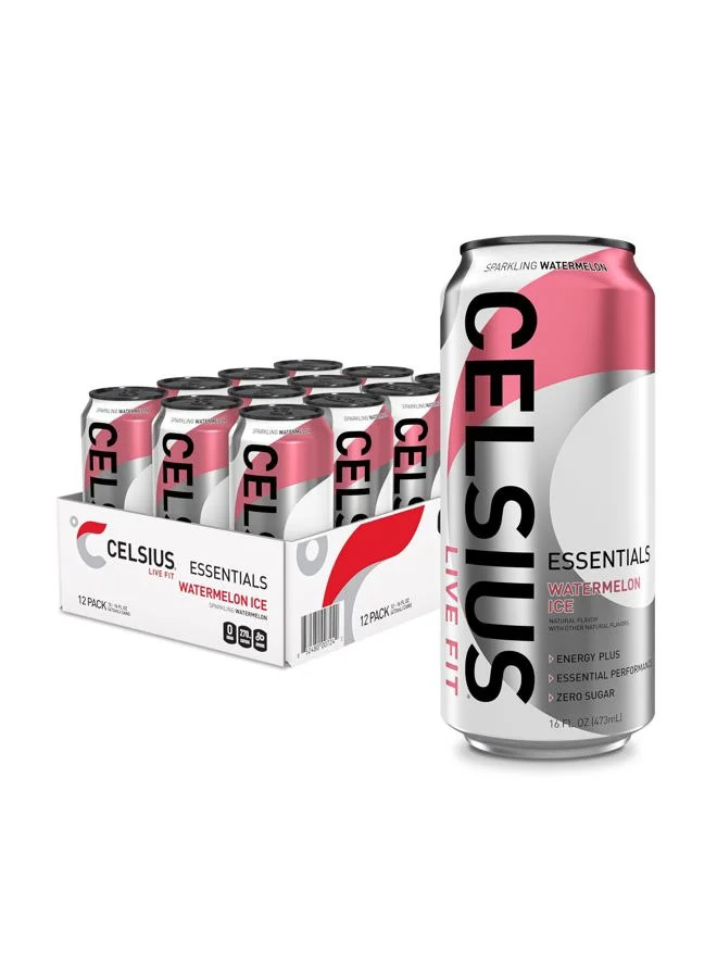 ESSENTIALS Sparkling Watermelon Ice Performance Energy Drink (Sugar-Free, 12 x 473 mL) 4hkis