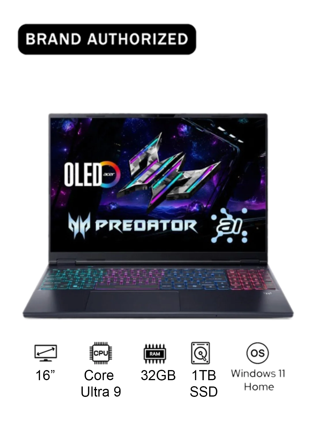 Premium 16-Inch Gaming Laptop, Intel Core Ultra 9 Processor, 32GB RAM, 1TB SSD, 8GB Dedicated Graphics, 240Hz WQXGA Display (Obsidian Black, 16-Inch) bizmx