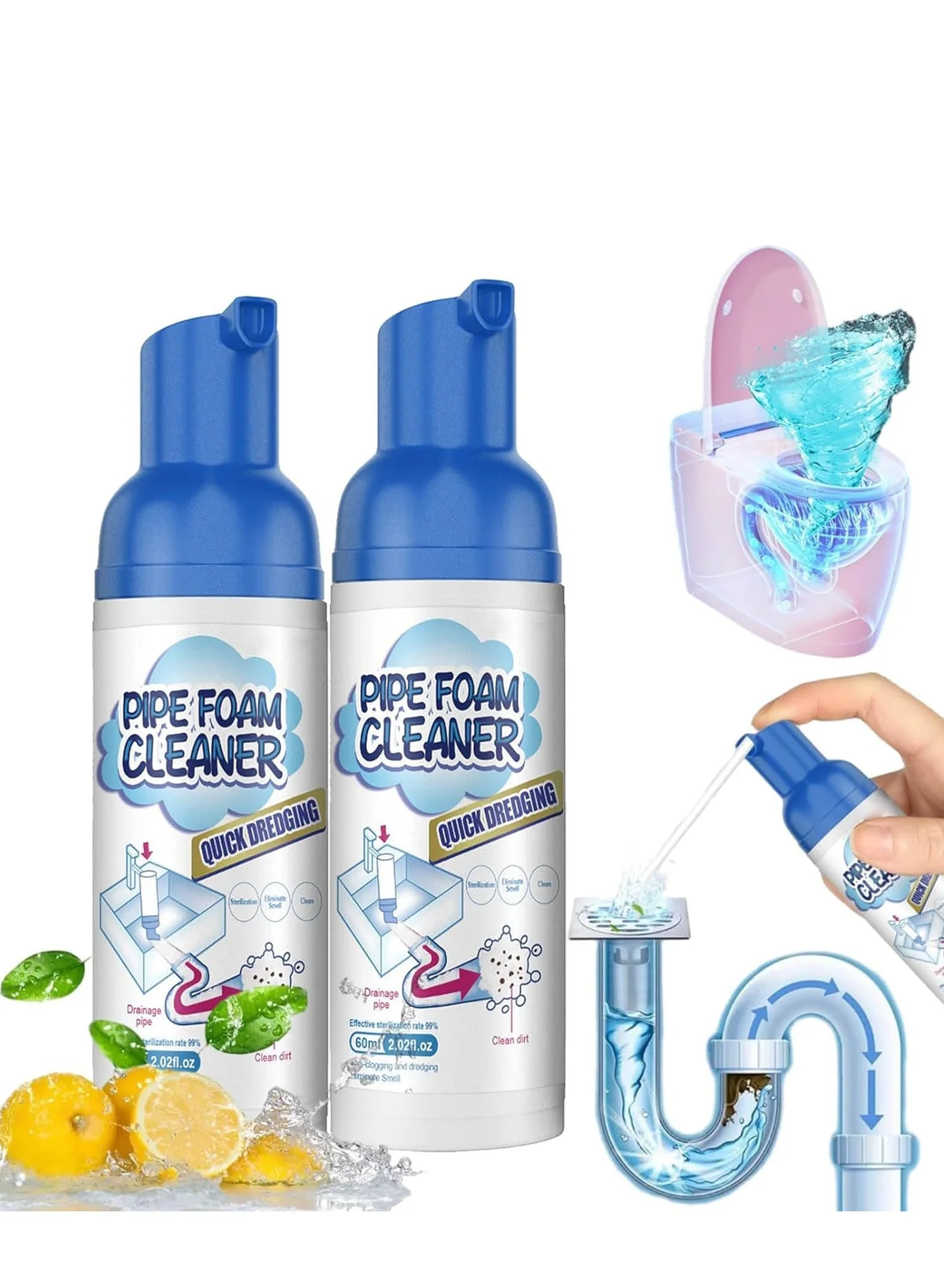 SYOSI Drain Cleaner Foam Powerful Clog Remover for Sinks Toilets and Tubs (2 Packs, 500 mL) 7bgjc