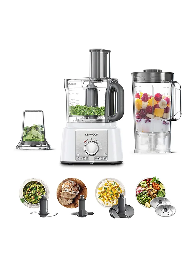 Premium Food Processor with 1.5L Blender and 3L Bowl 1000W Multi-Function Kitchen Appliance (White, 3L) wiyx4