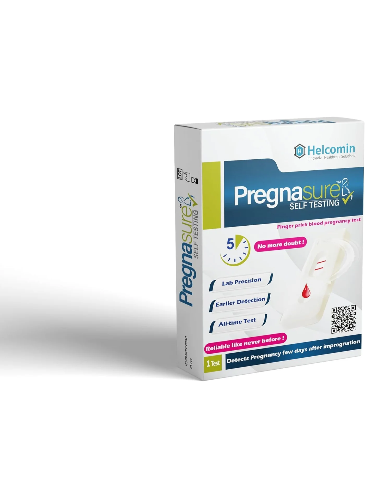 Pregnasure Early Pregnancy Detection Kit (Finger Blood Test, 1 Test) w1fno