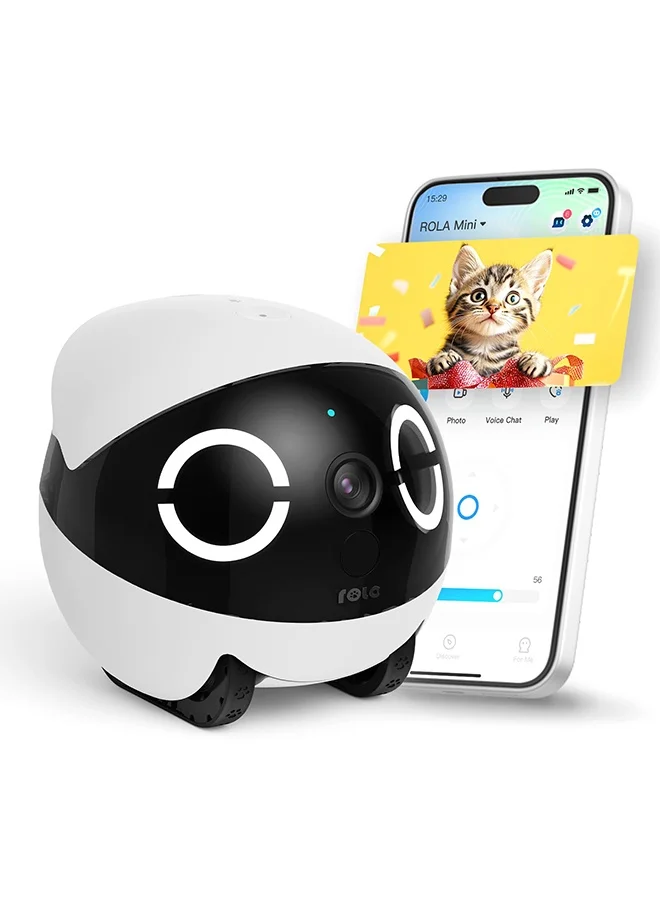 Premium 2K Movable Pet Camera Robot with Night Vision and Two-Way Audio (White, 1 Unit) nnp40