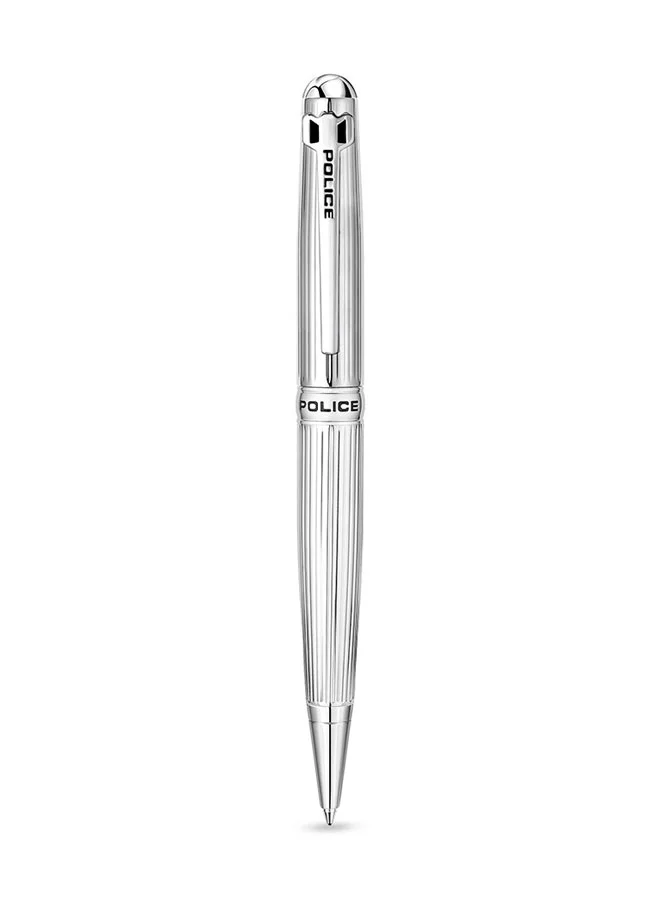 Clarendon Premium Ballpoint Pen Textured Silver Body with Silver Trims (Blue Ink) ae9i6
