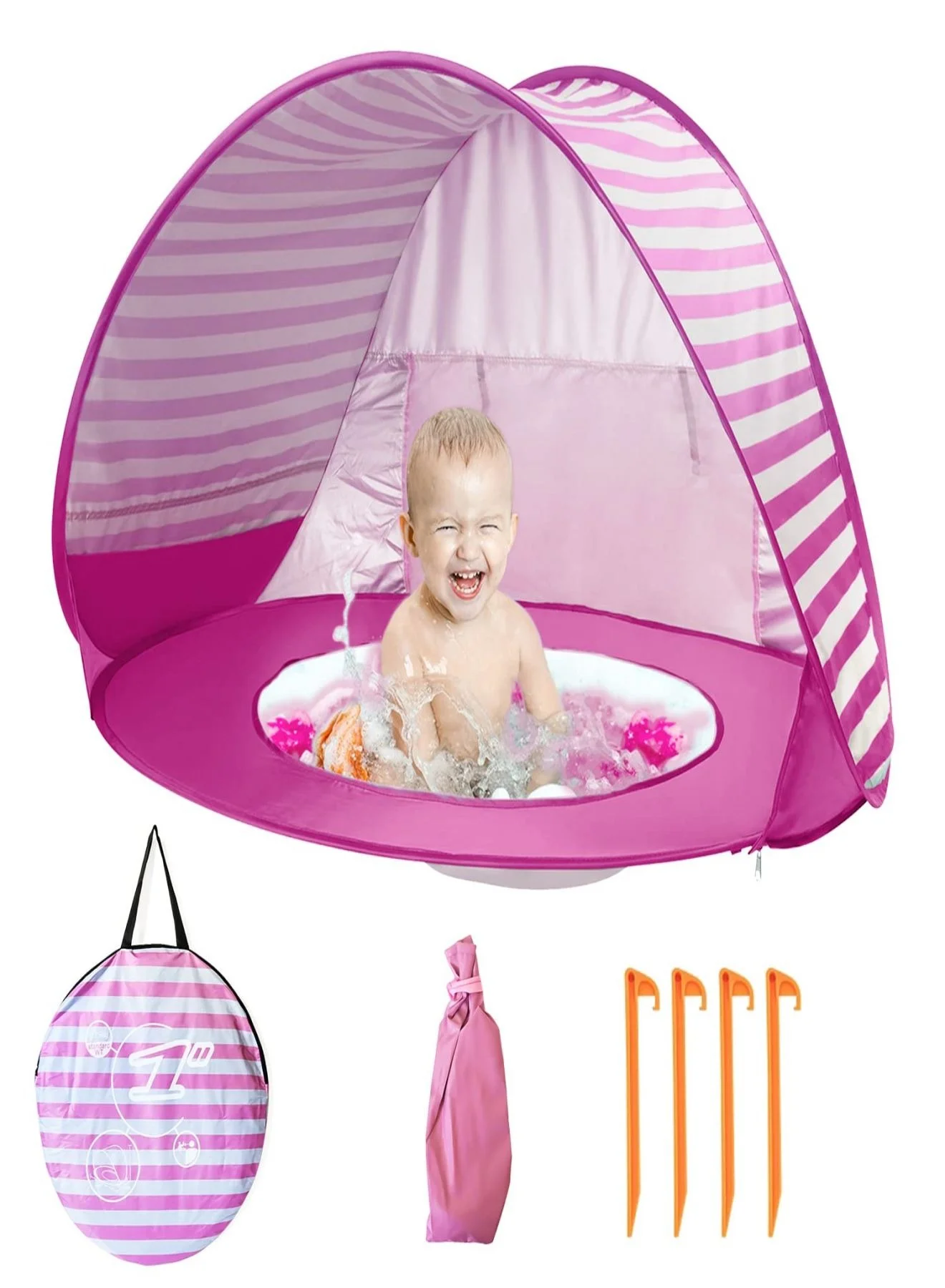 Aomeius Baby Beach Tent with Pool UPF 50+ Sun Shelter for Infants and Toddlers (Blue, 120 cm x 80 cm x 70 cm) 6qdf7