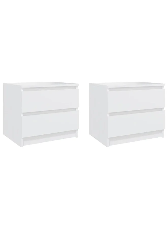 VidaXL Bedside Cabinets Set of 2 Premium Engineered Wood Nightstands (White, 50x39x43.5 cm) 6l8b4