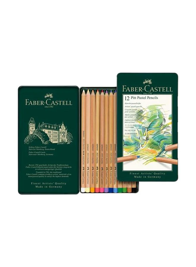 Faber-Castell Pitt Pastel Pencil Set (Professional Art Drawing Supplies, Multicolour, 12-Piece) tq0q7