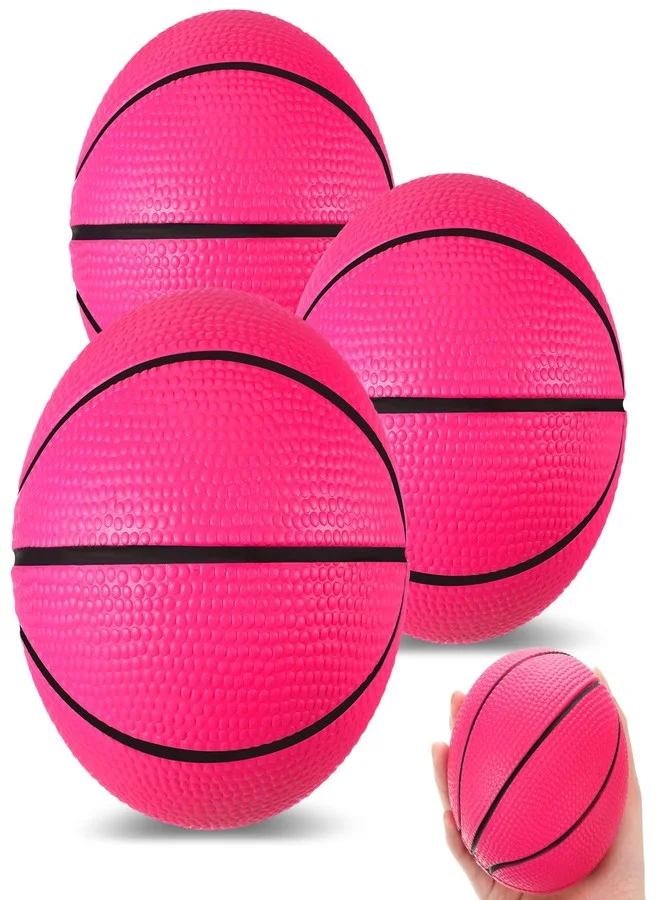 Premium Mini Foam Basketballs Soft Bouncy Stress Relief Balls for Kids Indoor Outdoor Sports (Pink, 10 cm, 3 Pack) tx0x5