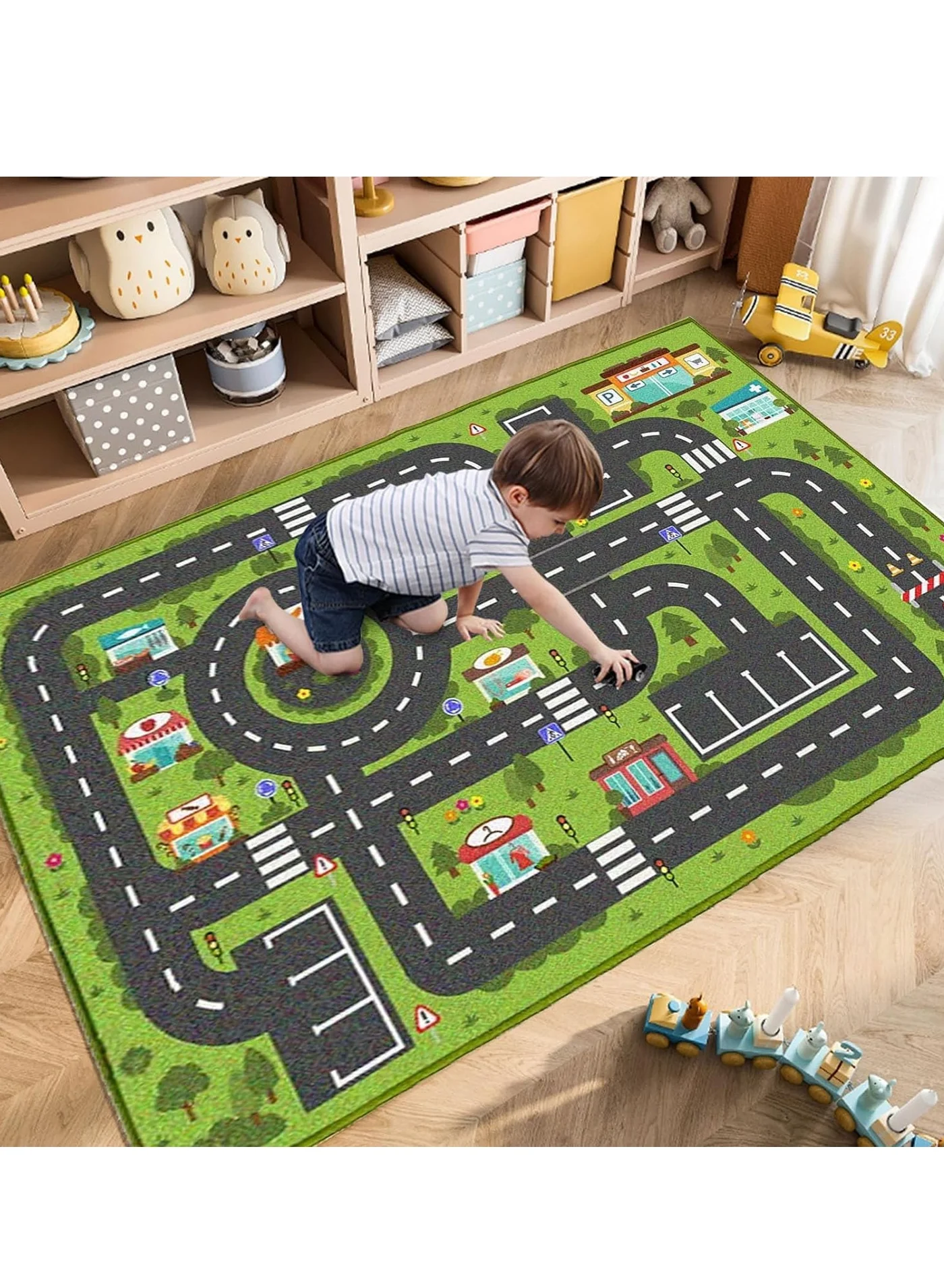 XICEN Large Play Mat Road Traffic Rug Educational Carpet for Kids Room Decor (100cm x 180cm) qbjka