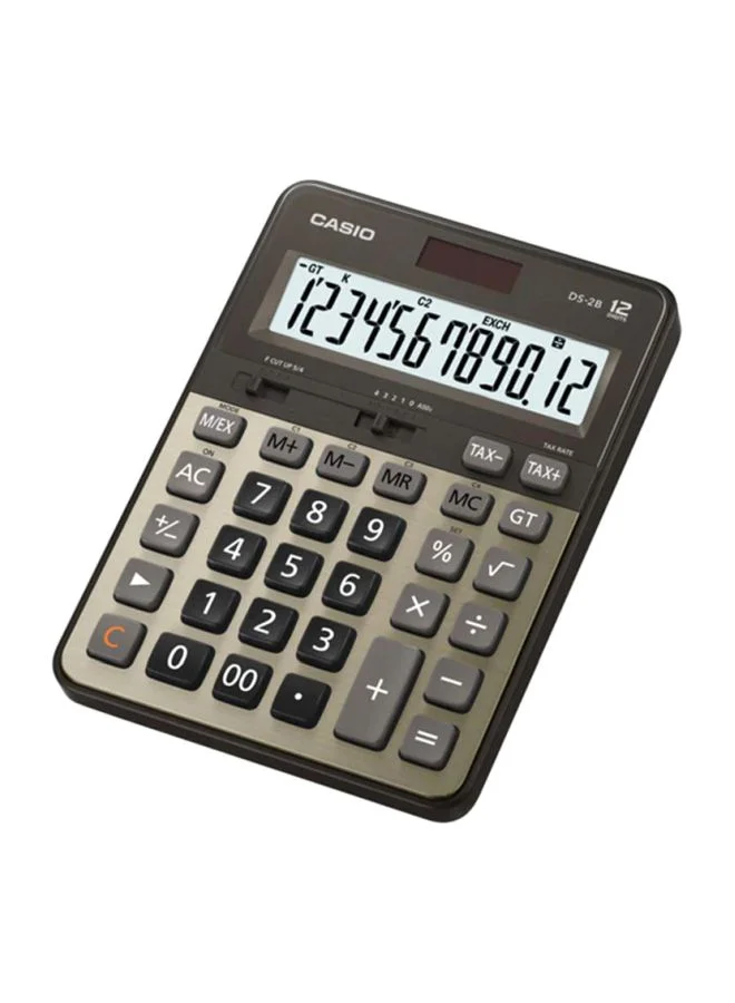 Premium 12-Digit Desktop Calculator Large Display Professional Office Tool (Grey/Gold, 1 Unit) vilfp