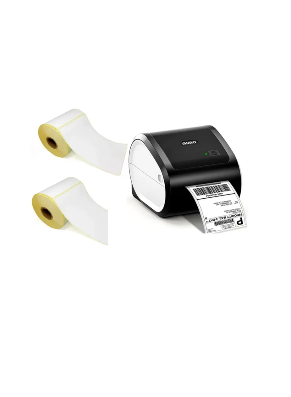 AIMO Wireless Thermal Shipping Label Printer (4x6 inch) High-Speed Bluetooth Label Maker with Built-in Holder for Logistics and E-commerce ow8v9