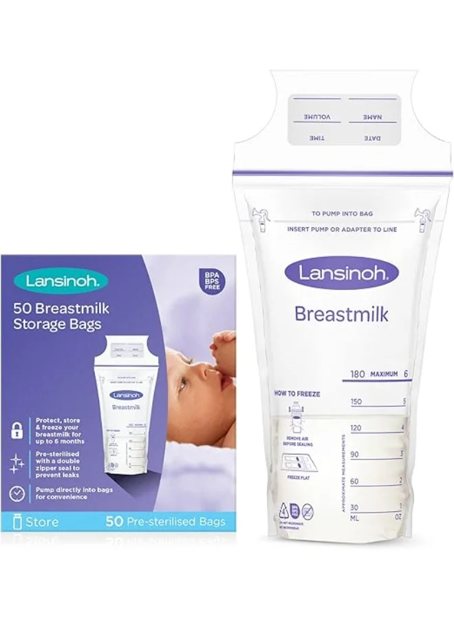 Premium Breastmilk Storage Bags Leak-Proof Design (50 Count, 180 mL) 3rdzy