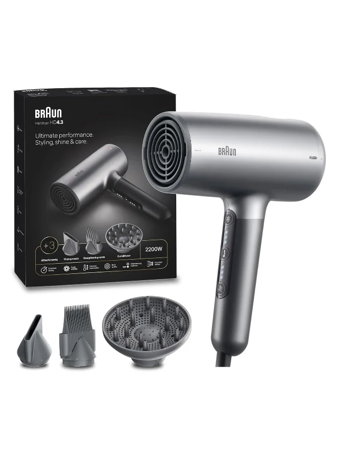 Premium Hair Dryer 2200W Professional Styling Tool with HTDC Motor and Electronic Touch Control (Electro Grey) bhfai