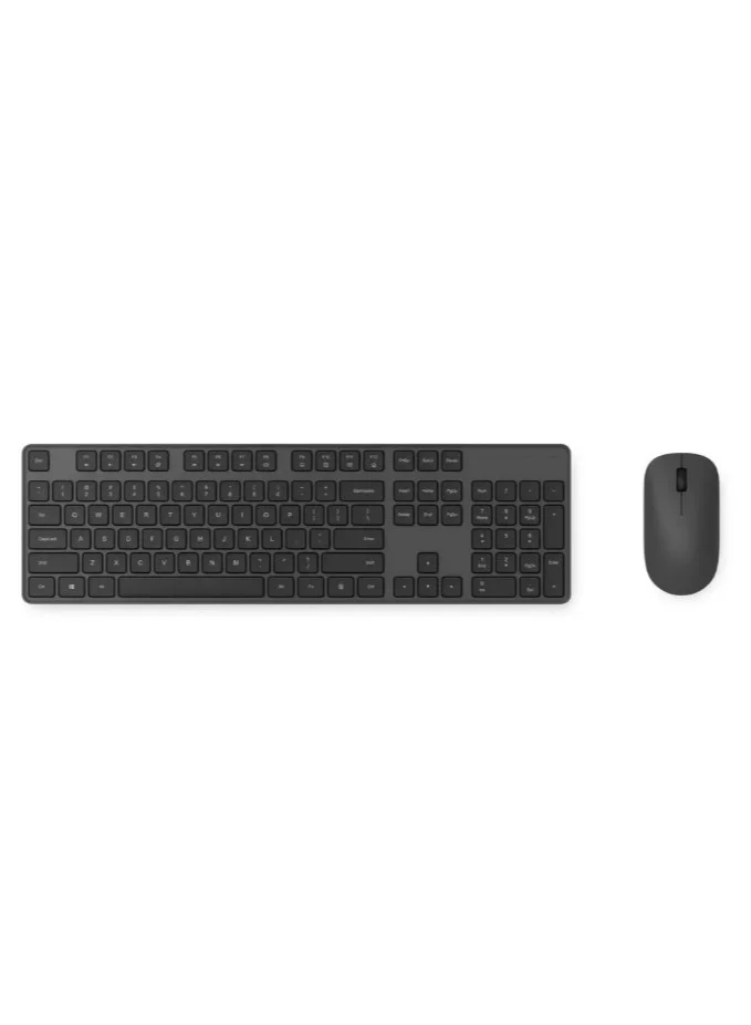 Smart Wireless Keyboard and Mouse Combo Ergonomic Desktop Set (Black, Full-Size) nzxpp