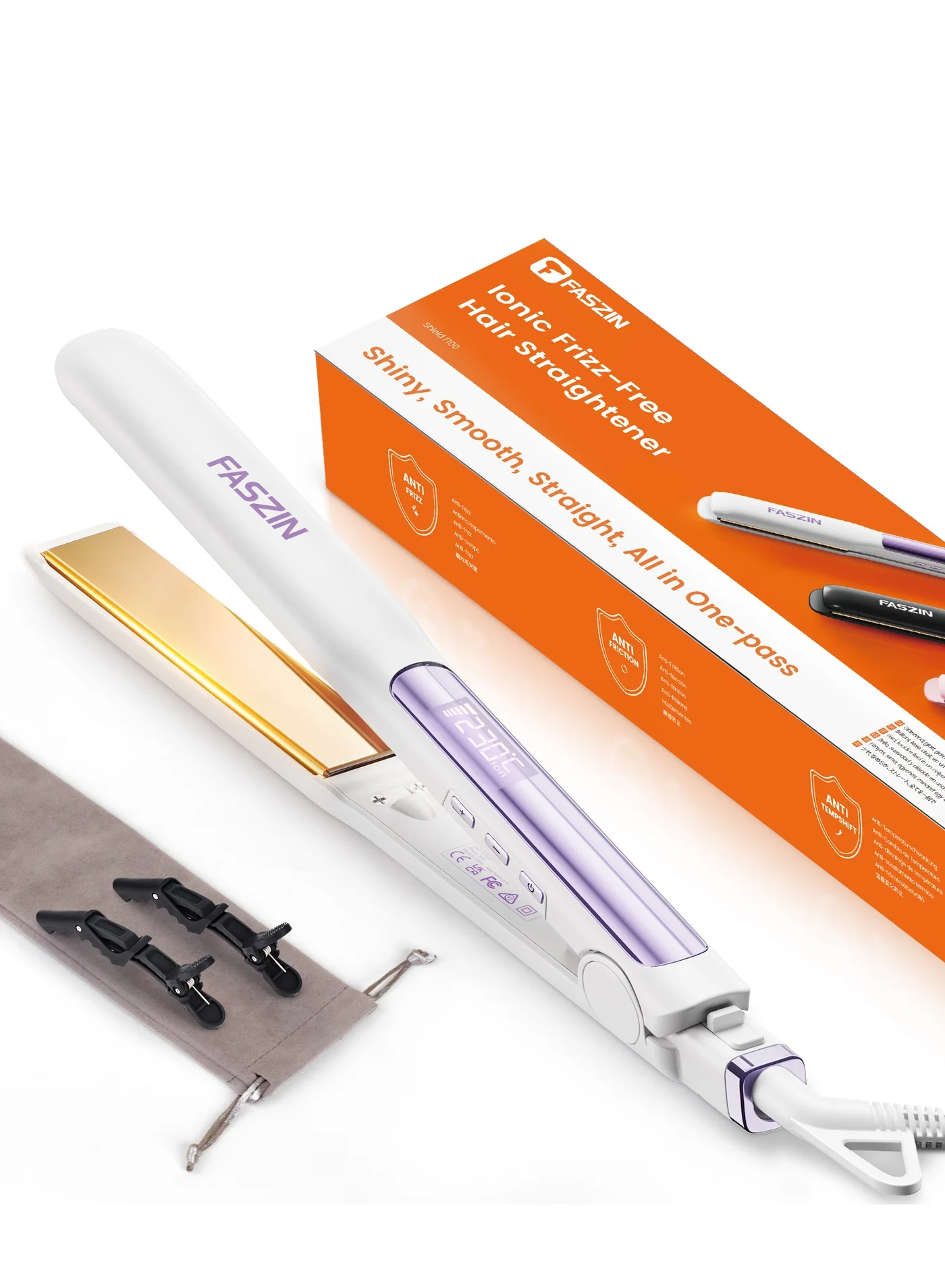 Faszin Ionic Hair Straightener Titanium Flat Iron with 3D Floating Plates for Sleek Styling (Professional Grade, 25 cm) toyrp