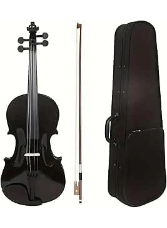 Megarya 4/4 Full Size Acoustic Violin Solid Wood Glossy Finish (Black, 4/4) ehw5z