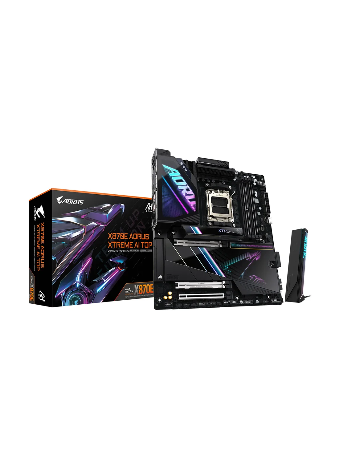 GIGABYTE X870E AORUS XTREME AI TOP ATX Motherboard (AMD AM5 Socket, PCIe 5.0, DDR5, Wi-Fi 6E, 10GbE LAN, Black) x6kan
