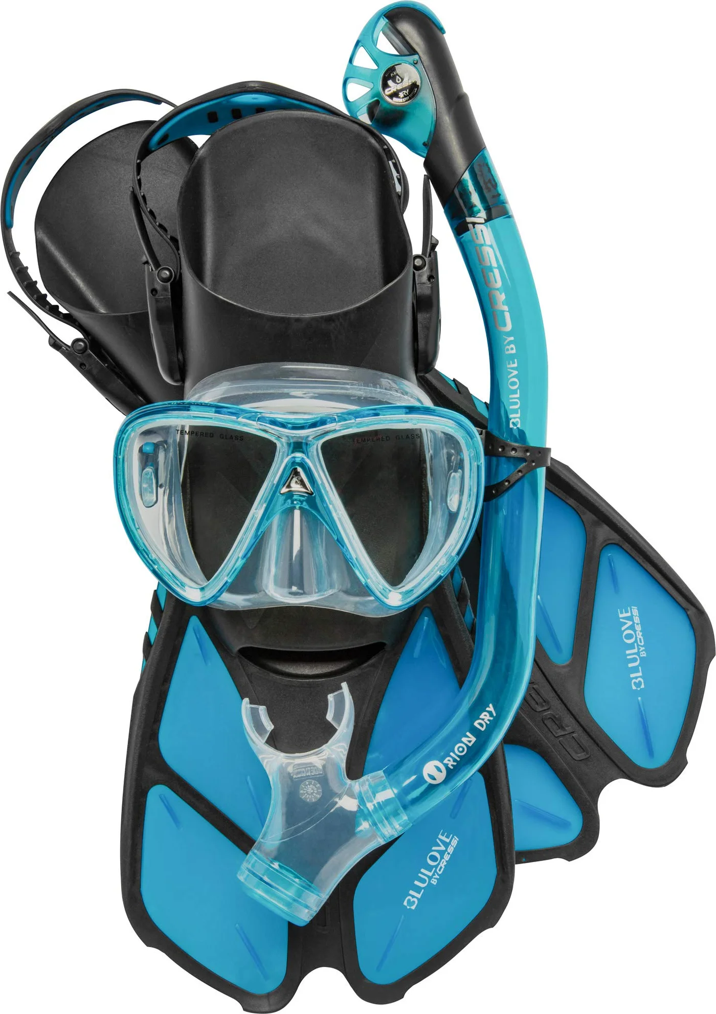 Premium Snorkeling Dry Set with Mask and Snorkel for Adults (Translucent Aquamarine, Small) 4qguf