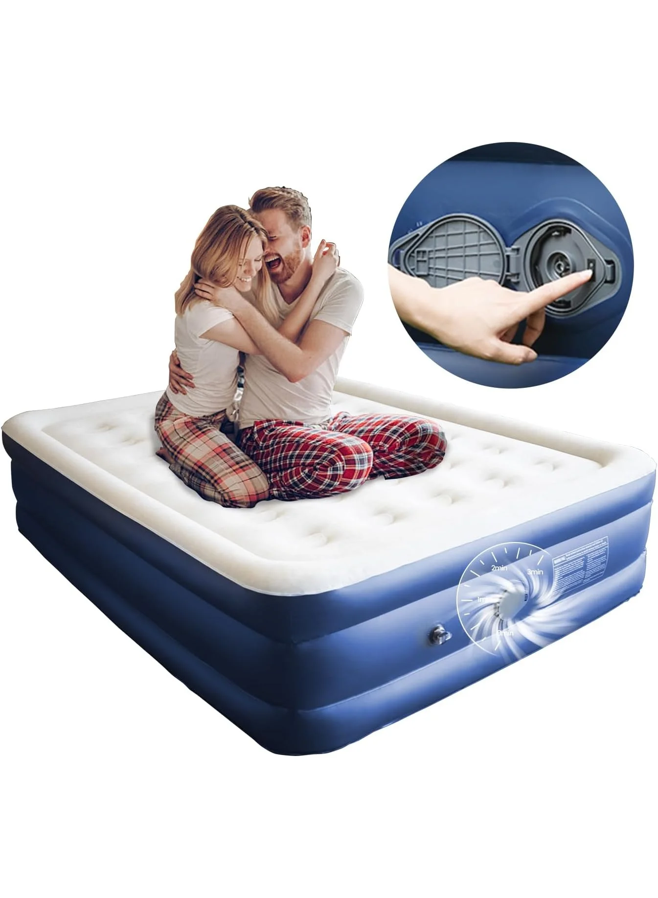 Anbel Inflatable Air Mattress Queen Size (150 x 200 x 40 cm) Premium Double Airbed with Detachable Pump for Indoor and Outdoor Use 8pe95