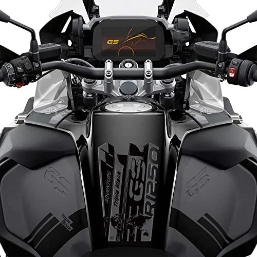 Premium 3D Resin Motorcycle Tank Pad Protector Adhesive Decal (Black, Universal Fit for Adventure Motorcycles) yhubg