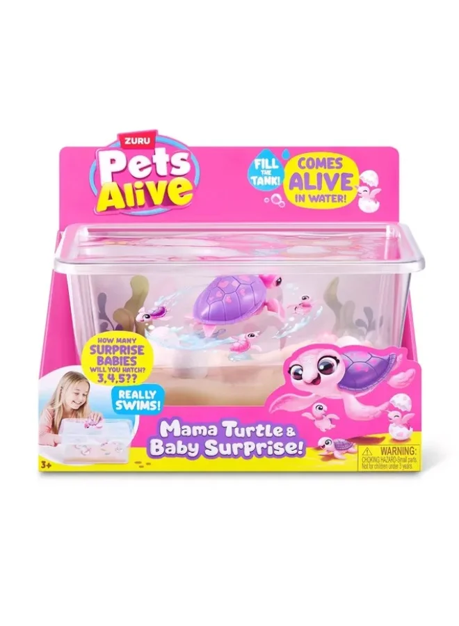 Pets Alive Mama and Baby Turtle Beach Surprise Interactive Toy Set (Multi-Color, 1 Pack) y1ah3