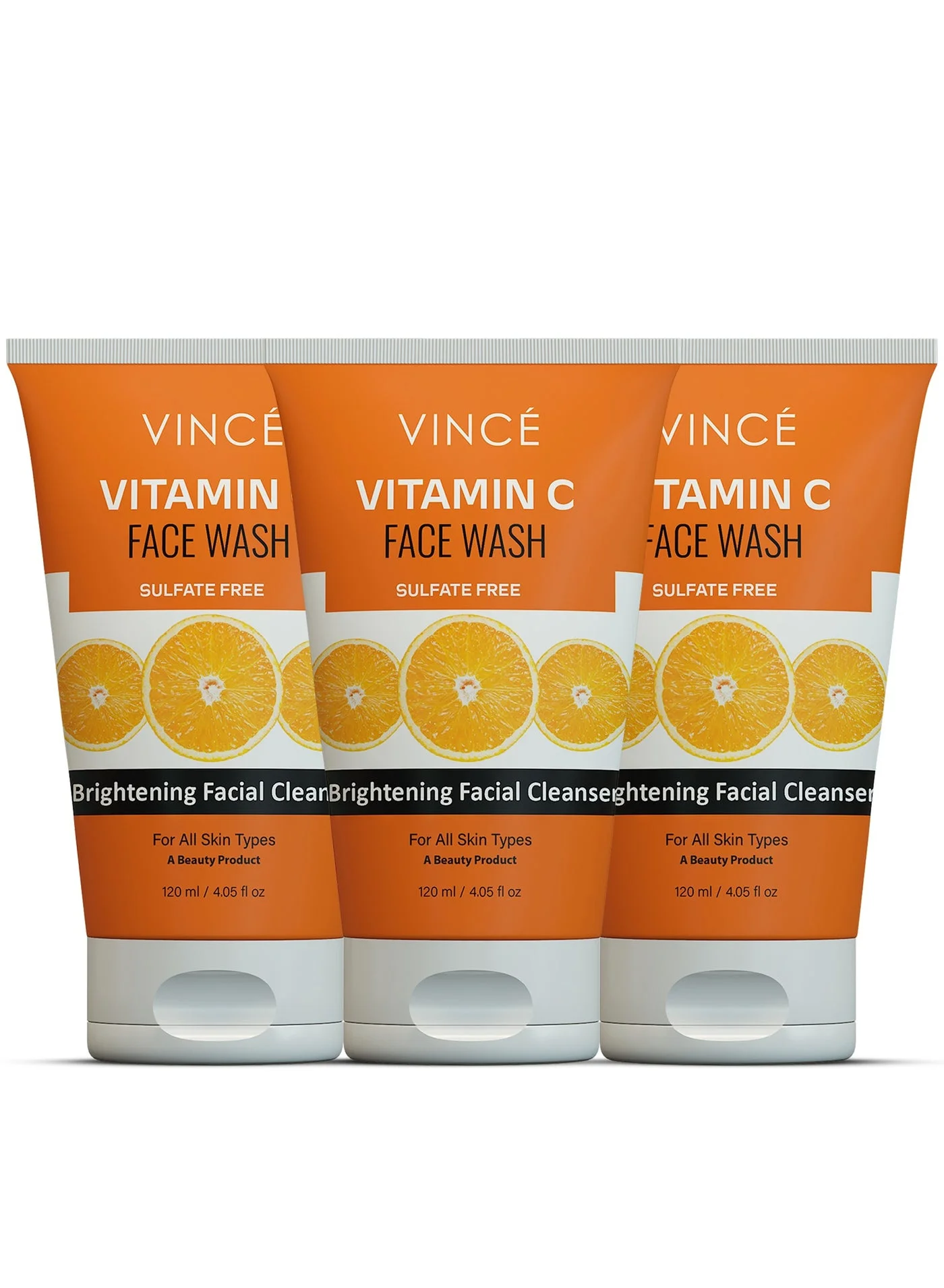 VINCE Vitamin C Face Wash Deep Cleansing and Brightening Facial Cleanser for Radiant Skin (Pack of 3, 360 mL) l3h2i