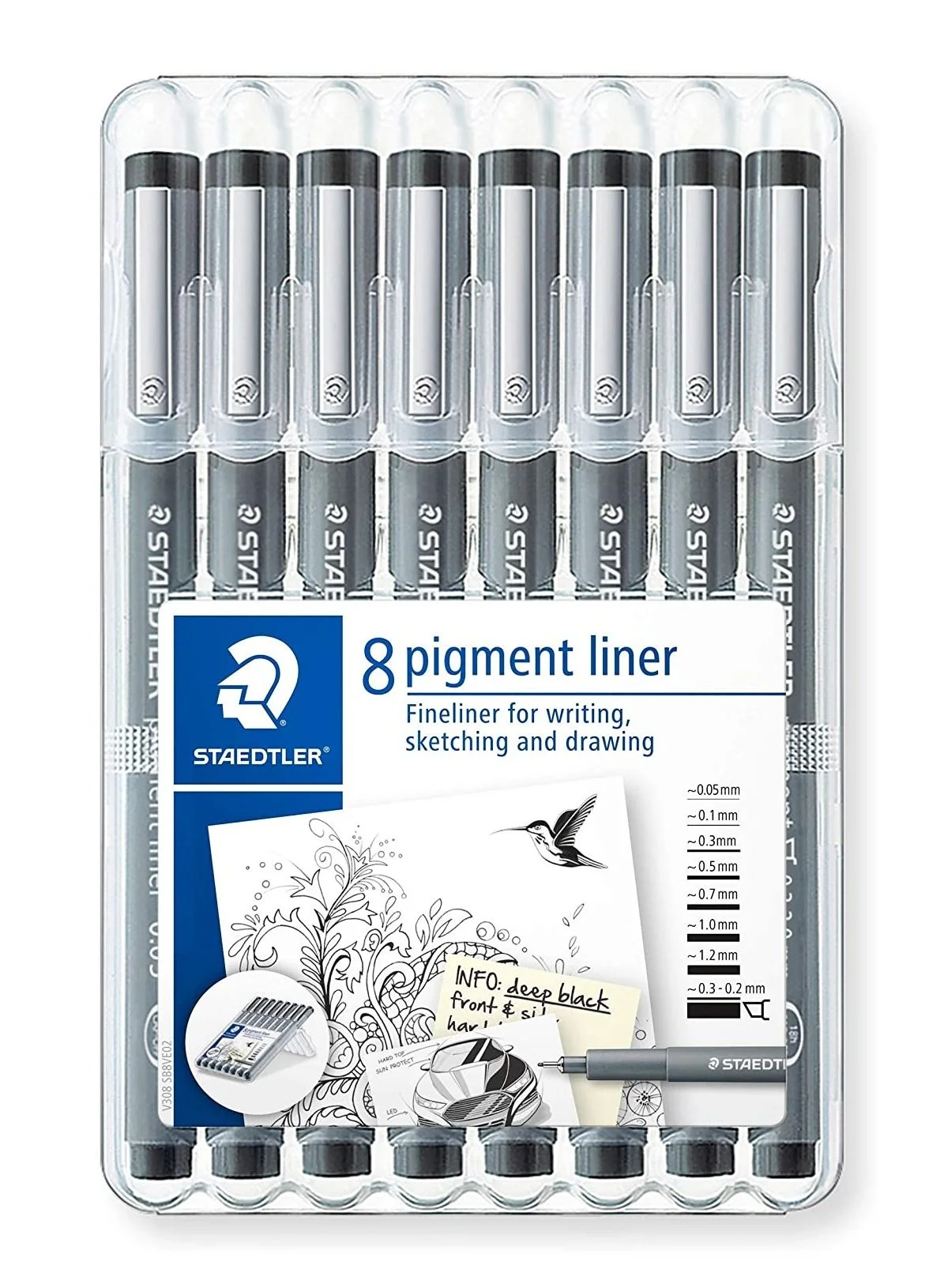 Premium Fineliner Pigment Liner Set Professional Black Ink Drawing Pens (8-Piece Set) l6j08