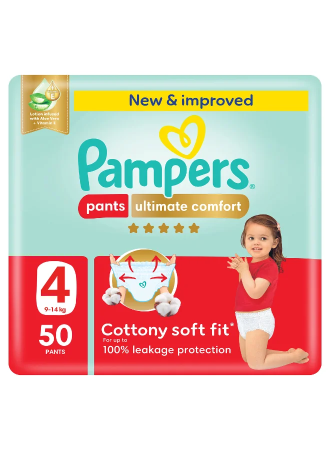 Premium Care Pants Diapers (Size 4, 9-14 kg, 50 Count) - Soft Breathable Absorbent Training Pants for Infants 2jo7m