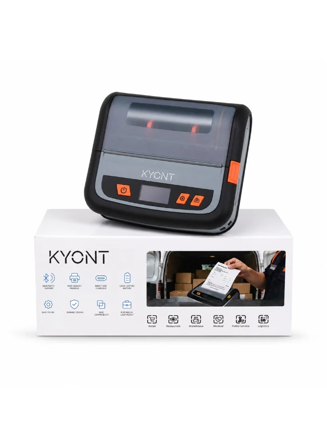 KYONT Mobile Thermal Receipt Printer (4 Inch, Bluetooth & USB) Portable Wireless POS Printer with 2550mAh Rechargeable Battery for Android iOS Windows xck9h