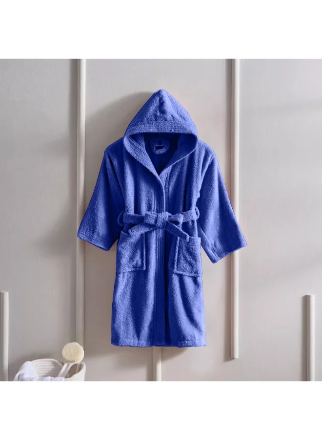 BYFT Premium Kids Hooded Bathrobe Terry Cotton Highly Absorbent Quick-Dry Hotel Quality (Navy Blue, 8 Years) 9yb46