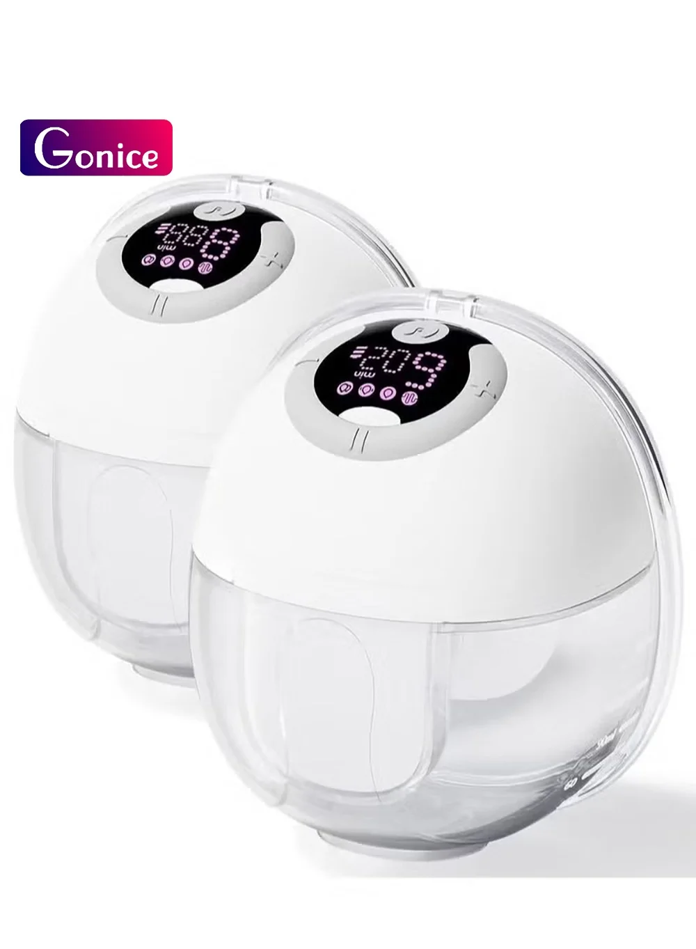 Gonice Wearable Hands-Free Electric Breast Pump Set (4 Modes, 9 Levels, LED Display, Pack of 2) 4r7fr