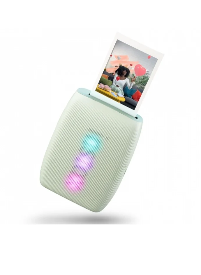 Portable Smartphone Photo Printer Wireless Instant Mobile Photo Maker (Sage Green, 86mm x 54mm) 7hylc