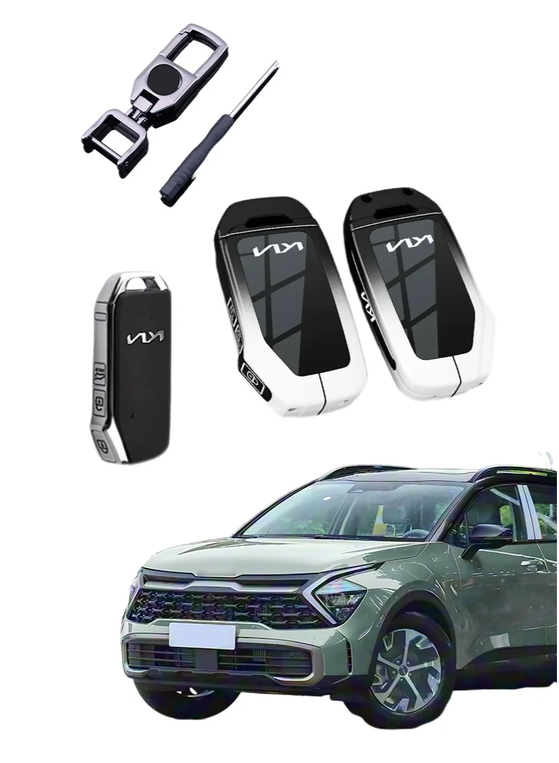Premium Zinc Alloy Car Key Cover Case with Keychain for Sportage K3 Seltos (Gradient, 1 Piece) 37oqo