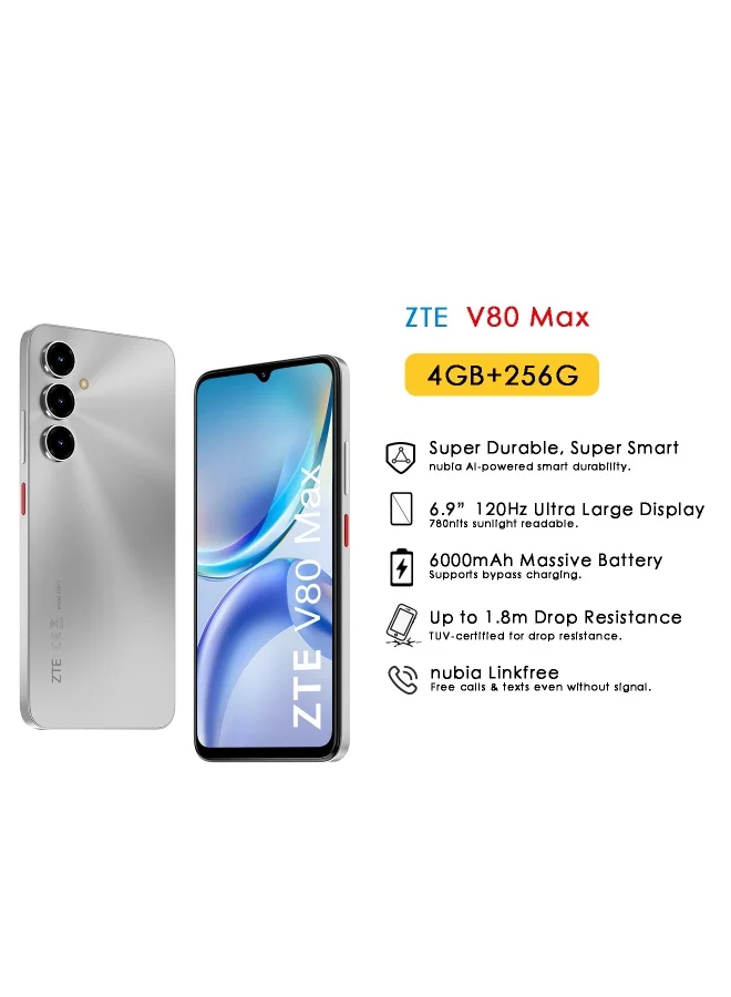 V80 Max Smartphone 256GB 14GB RAM 4G Dual SIM (Stellar Silver, 6.9 in) cuo9v