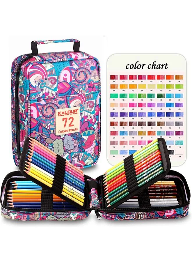 KALOUR Premium Colored Pencils Set with Zipper Case and Sharpener (72 Colors, Pink) 3e7yc